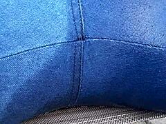 Wife's jeans get wet and wild as she pisses