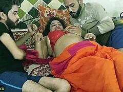 Indian hot threesome with aunty and two young boys in HD