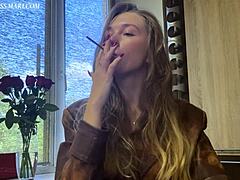 Russian Goddess shows off her smoking skills in this mindfucking video