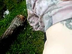 Outdoor anal sex and blowjob with redgrrl