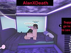 Shy girl gives a blowjob and handjob in Roblox game