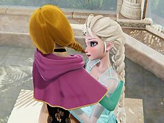 Lesbian love between Elsa and Anna in a 3D porn video