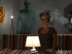 Alien probes lonely housewife's sensitive areas on Halloween