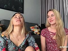 Dua lesbian amatur meneroka badan masing-masing dalam video panas