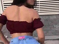 Latina sexy girl shows off her big ass and tits in lingerie