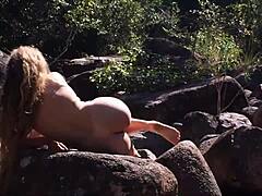 Brazilian college girl gets naked in the forest for pussy worshipers