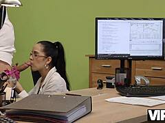 Czech girl gets a chance to fuck a stranger working in a Loan Office