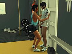 Femeia musculoasă face un antrenament înainte de luptă cu o muie flexibilă