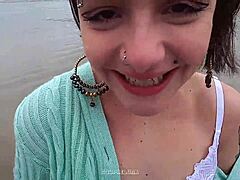 Big cocked amateur couple gets it on on the beach