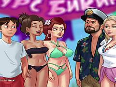Cartoon game fun: Showing off your boobs in public