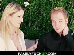 MILF stepmom gets naughty with her stepson in family
