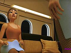 Cartoon stewardess futa gets her asshole pounded in an airplane