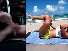 Public beach sex with a Latina yoga instructor on the beach