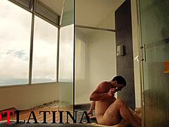 Bareback shower sex with an amateur Colombian