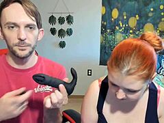 Watch a sexy pornstar unbox and use a triple-function vibrator for men and women