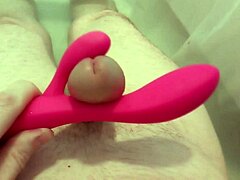 Solo session with a smooth and shaven guy reaching orgasm with toys