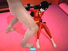 Contenuto pornografico animato con personaggi dei cartoni animati in un ambiente 3D