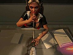 Explore um jogo de realidade virtual 3D com uma enfermeira peituda em látex que faz sexo oral em uma sonda em forma de pênis, incluindo dominação e elementos BDSM