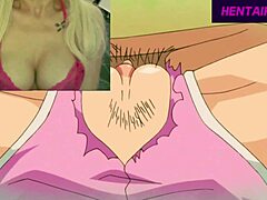 Older animated man with big breasts and a huge penis has sex with young woman