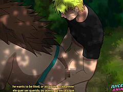Choji, el personaje rellenito, es penetrado por sus amigos heterosexuales Kiba y Naruto en un anime de manga gay