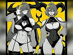 Animated demon girl gets naughty in this 2D and 3D compilation