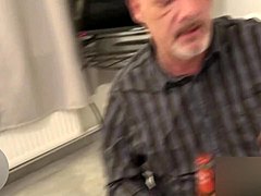 Drunk German gags on cock